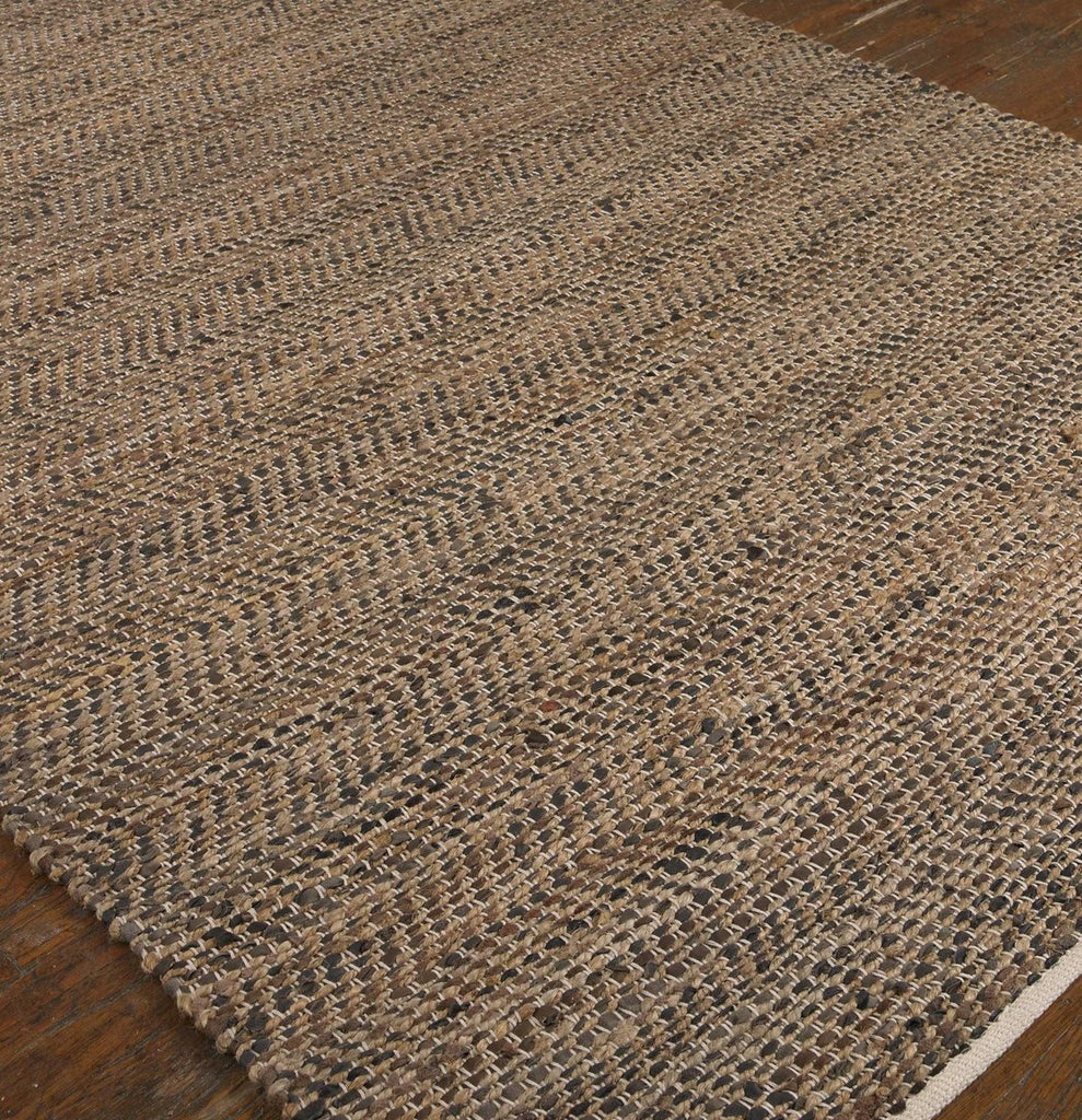 Tobais 8 X 10 Rescued Leather & Hemp Rug - Bombay Mercantile