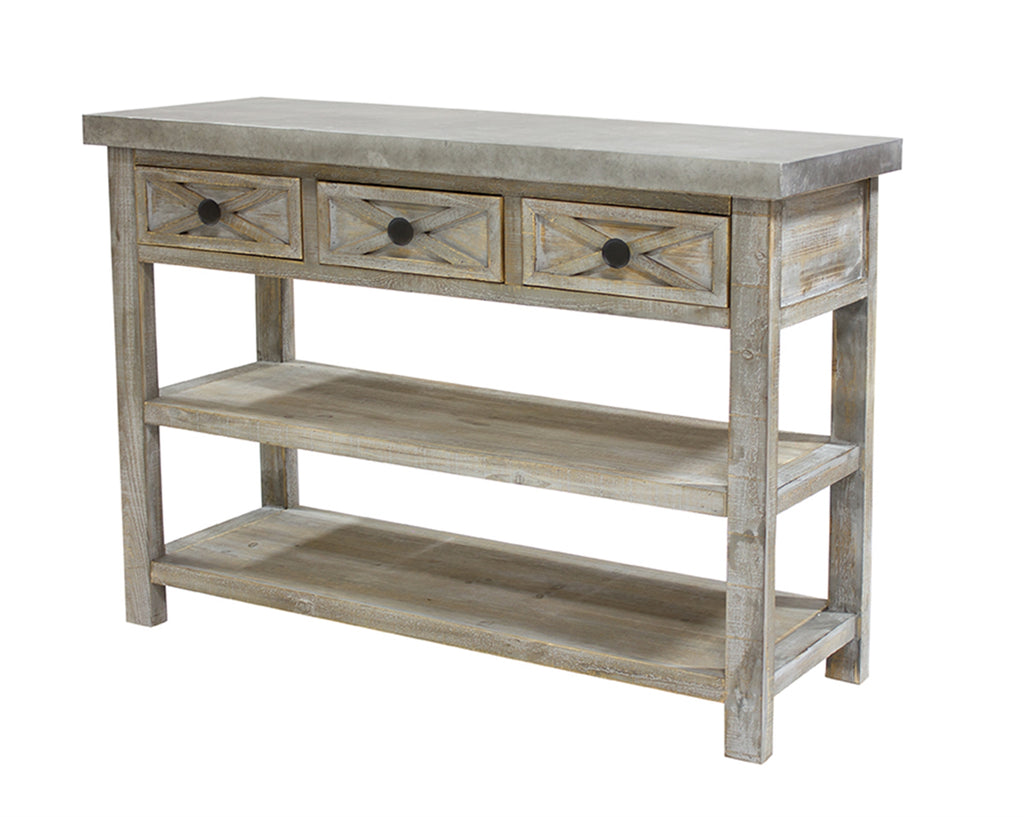 Table with 2 Shelves and 3 Drawers - Bombay Mercantile