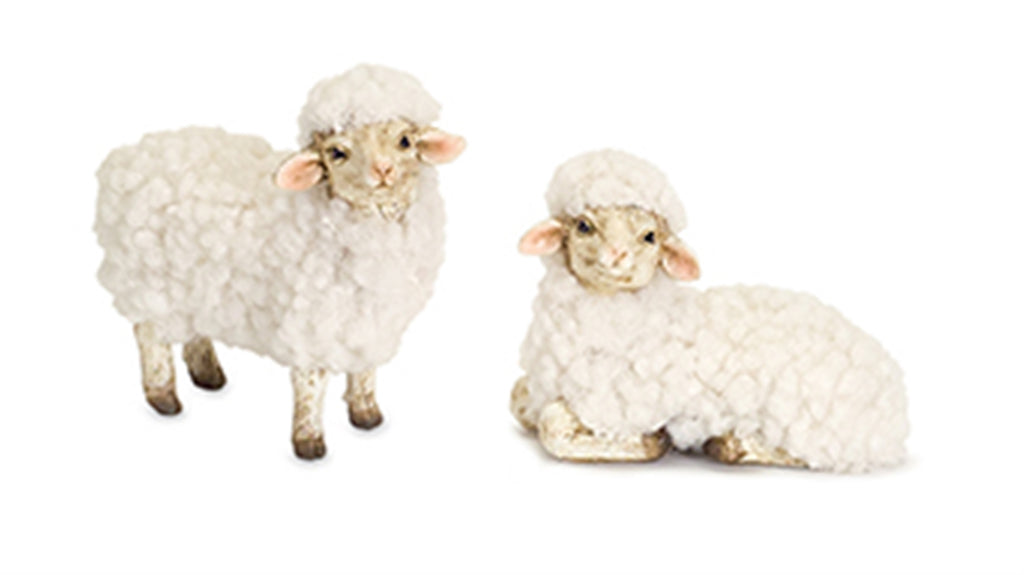 Set of 8 Laying down and standing sheep - Bombay Mercantile