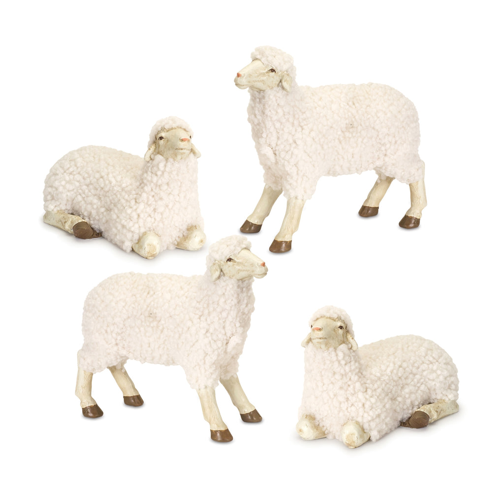 Set of 4 Laying down and standing sheep - Bombay Mercantile