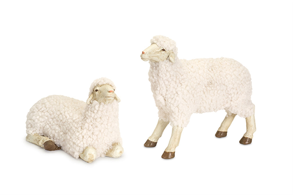 Set of 4 Laying down and standing sheep - Bombay Mercantile