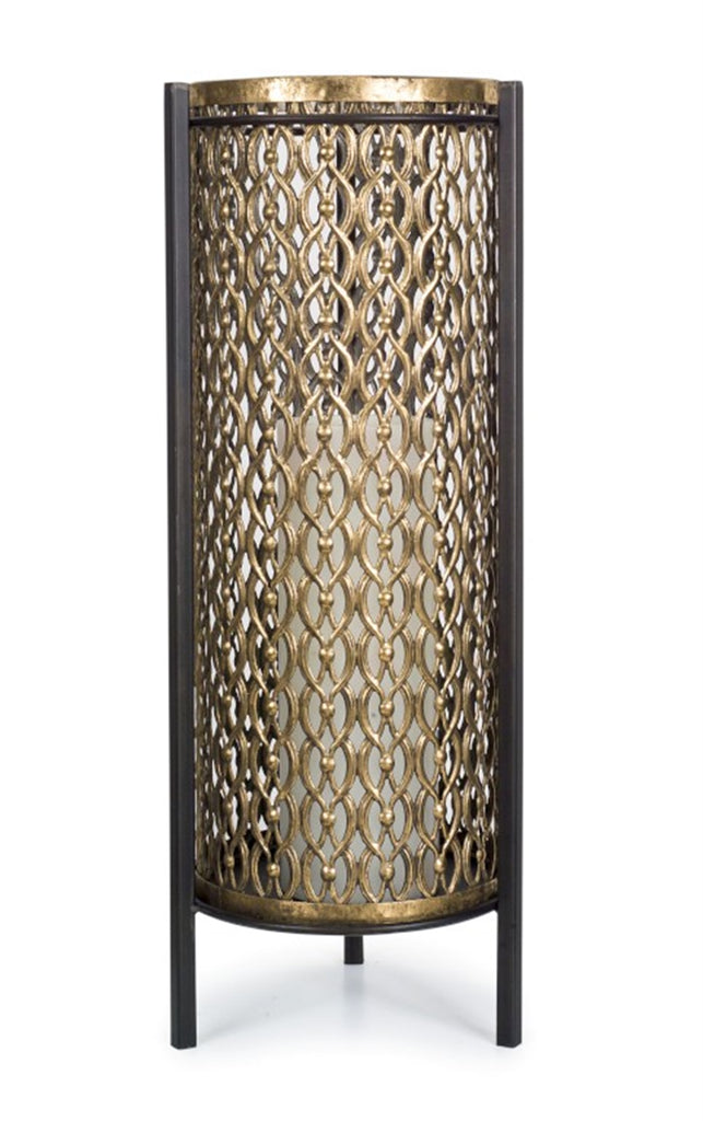 Carved Metal Glass Candle holder - Bombay Mercantile