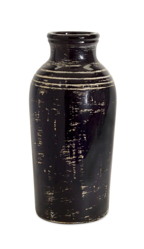 Black Ceramic Vase - Bombay Mercantile
