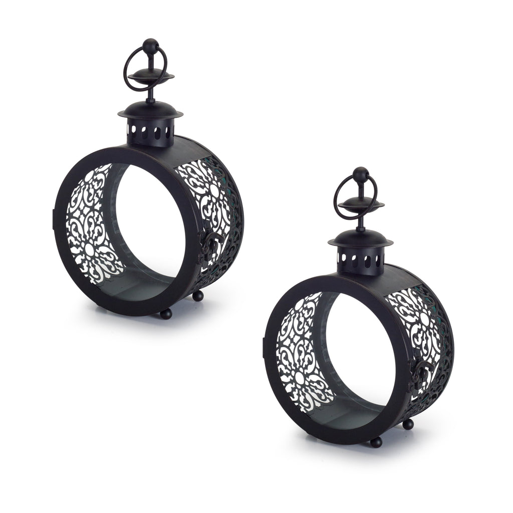 Ornamental Circular Set of 2 Lantern - Bombay Mercantile