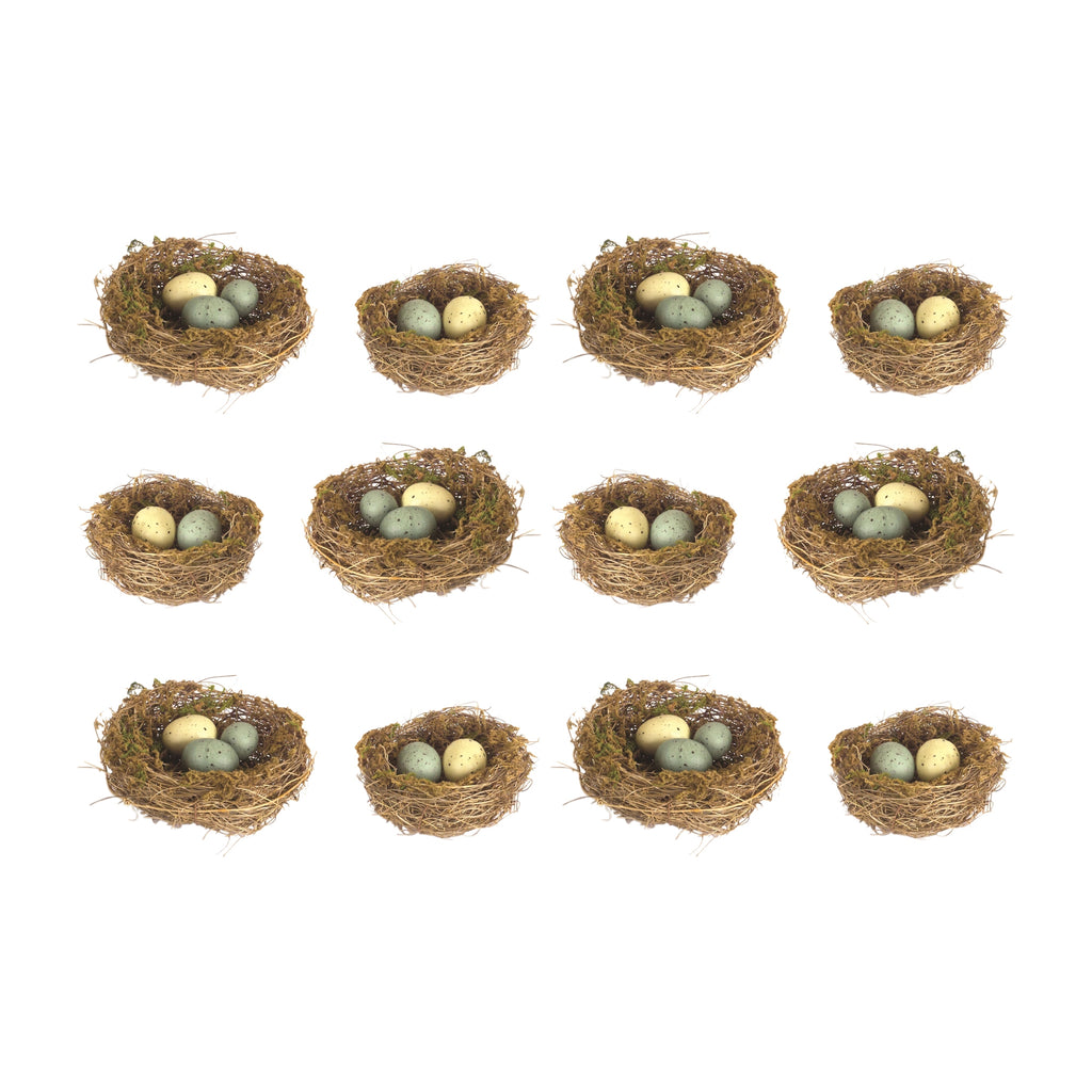Set of 12 Nest With Eggs - Bombay Mercantile