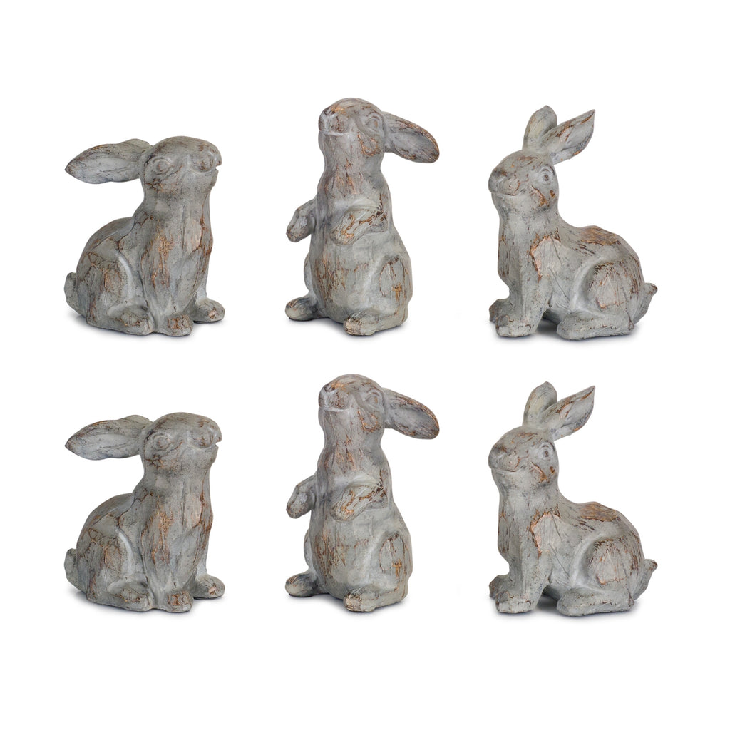Set of 6 Marble finish Rabbits - Bombay Mercantile