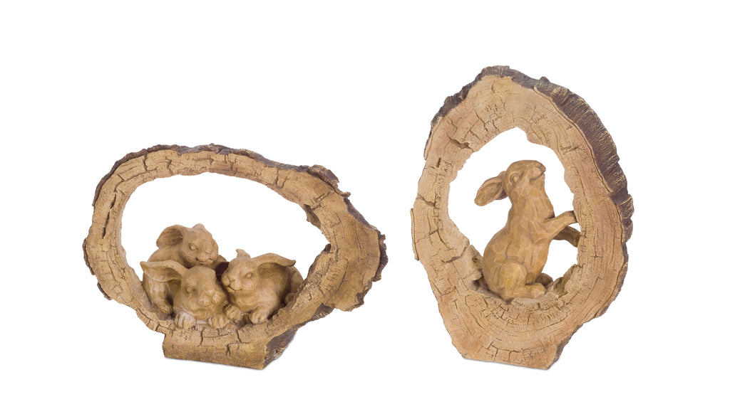 Set of 2 Rabbit with Logs - Bombay Mercantile