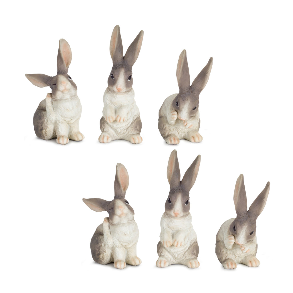 Set of 3, Brown and White Rabbit - Bombay Mercantile