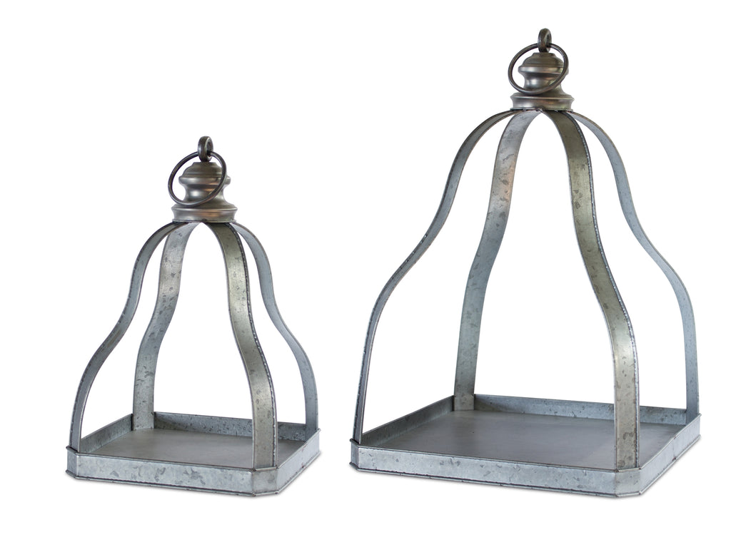 Set of 2, Open Metal Lantern - Bombay Mercantile