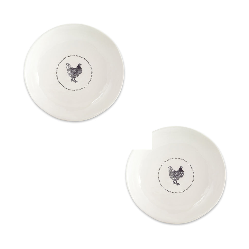 Set of 2 Chicken Round Platter - Bombay Mercantile