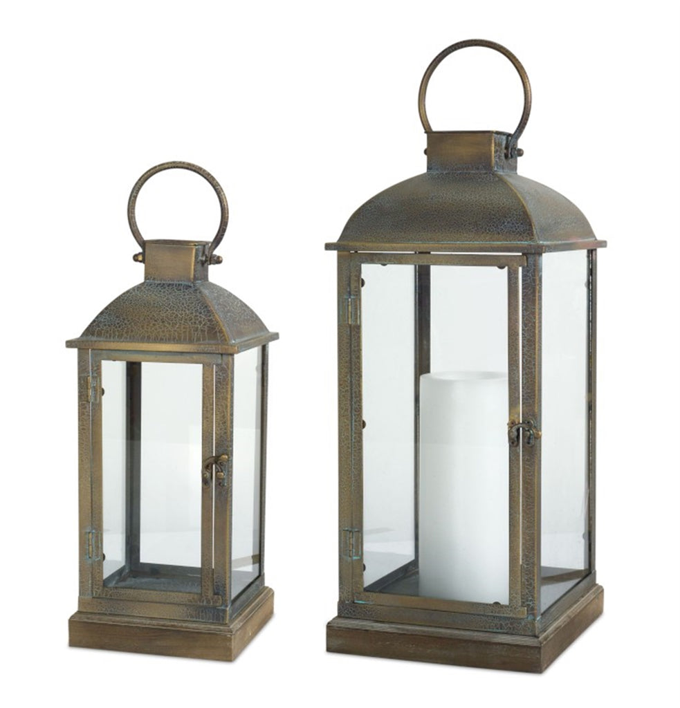 Brass Finish Set of 2 Lantern - Bombay Mercantile