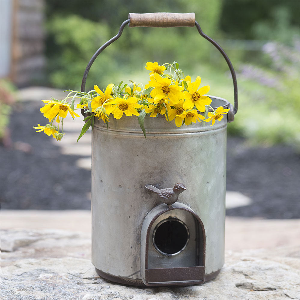 Bucket Birdhouse Planter - Bombay Mercantile