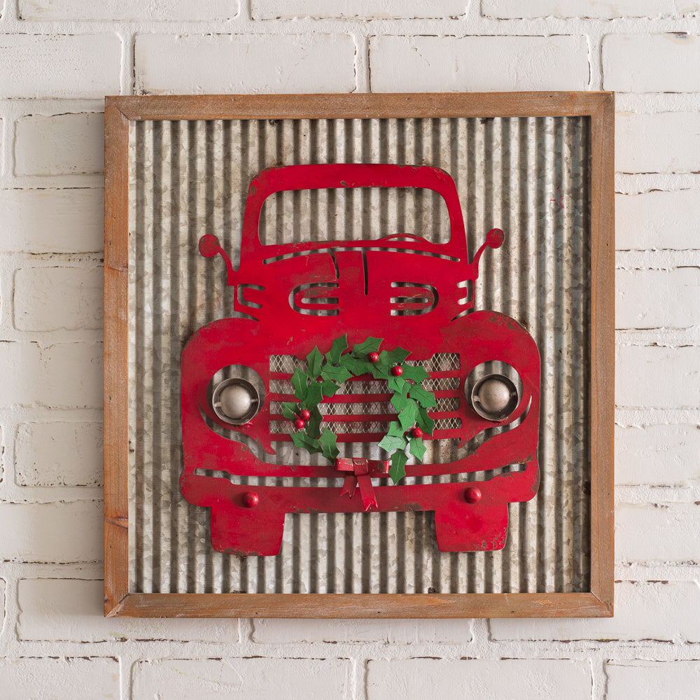 Red Truck Metal Wall Sign - Bombay Mercantile