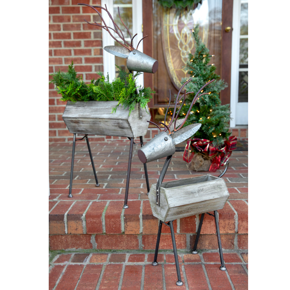 Set of Two Standing Reindeer Containers - Bombay Mercantile