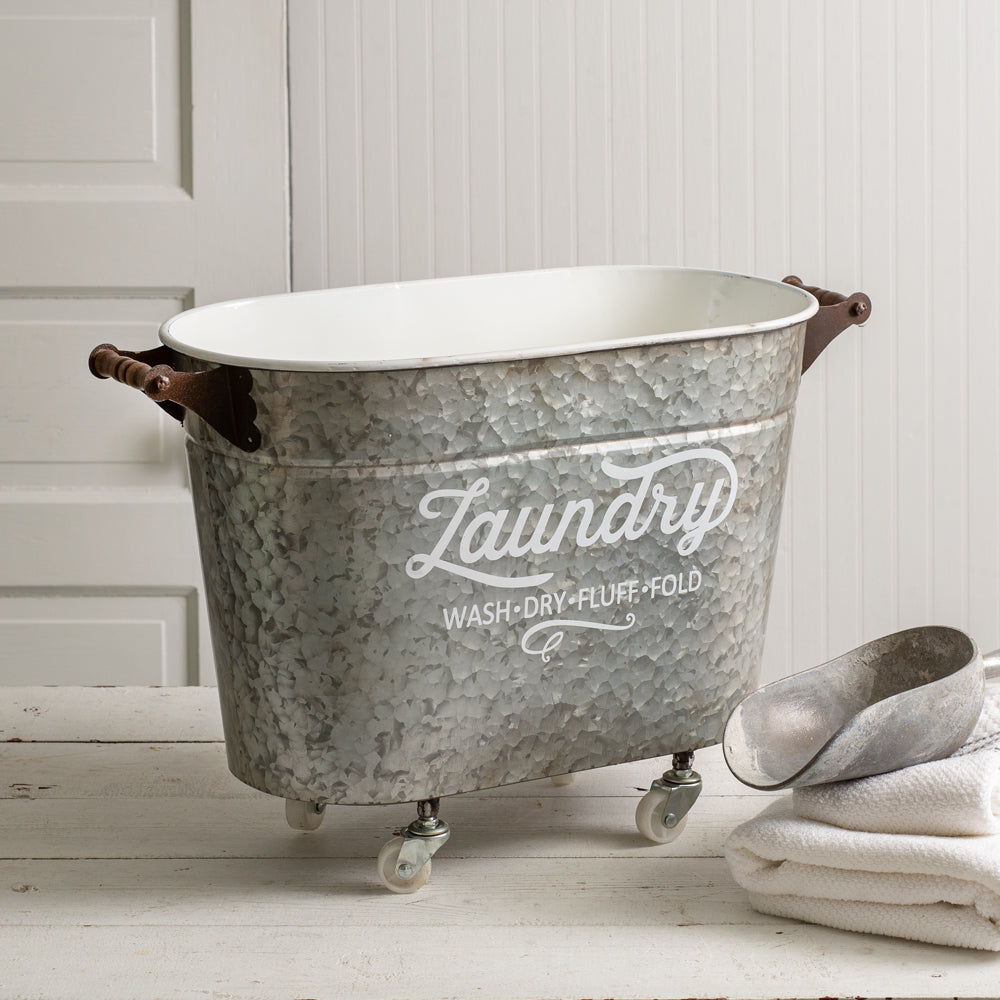 Rolling Oval Laundry Bin - Bombay Mercantile