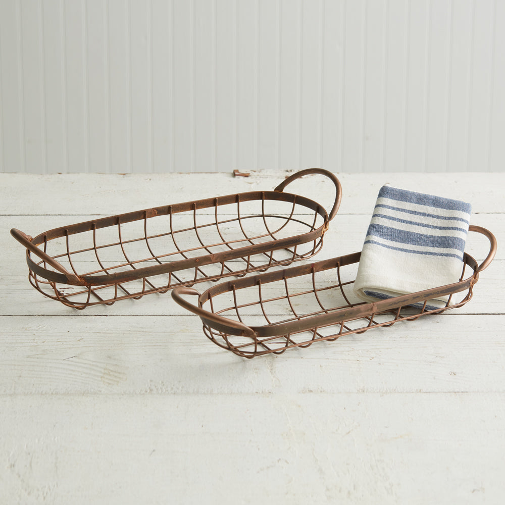 Set of Two Copper Finish Bread Baskets - Bombay Mercantile