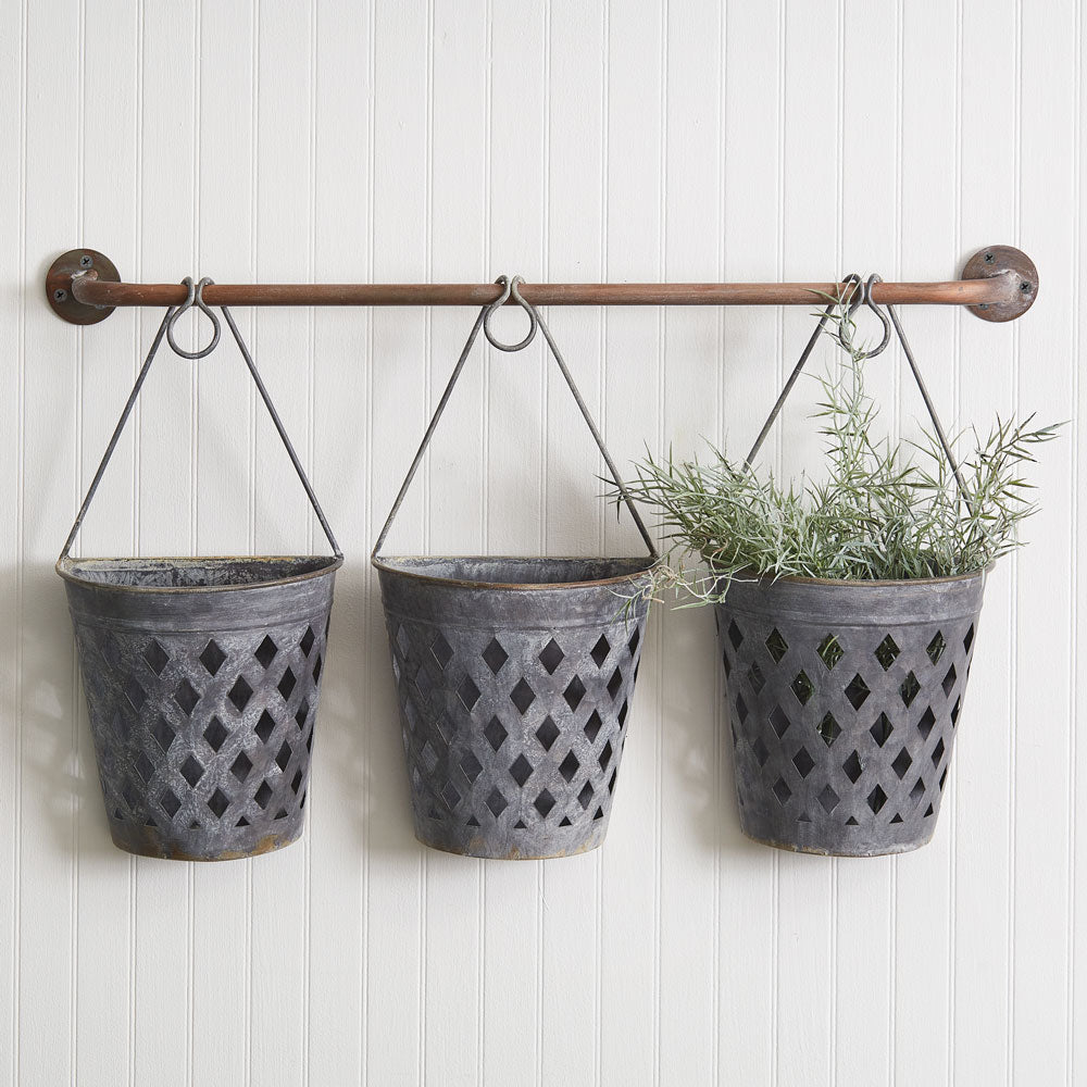 Half Round Open Weave Metal Wall Buckets - Bombay Mercantile