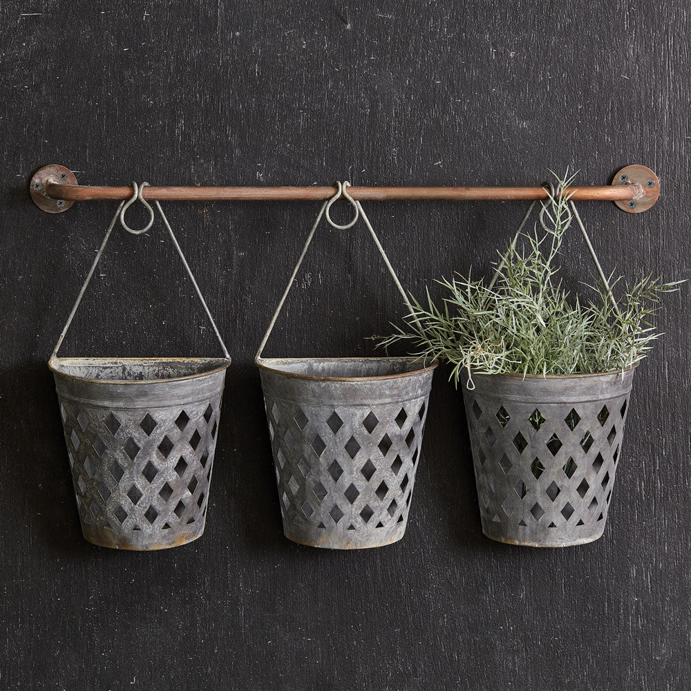 Half Round Open Weave Metal Wall Buckets - Bombay Mercantile
