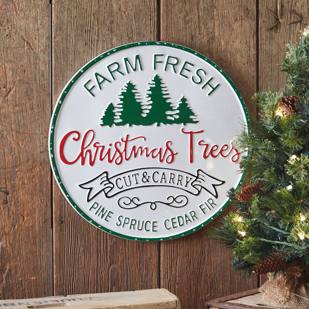 Cut and Carry Christmas Trees Wall Sign - Bombay Mercantile