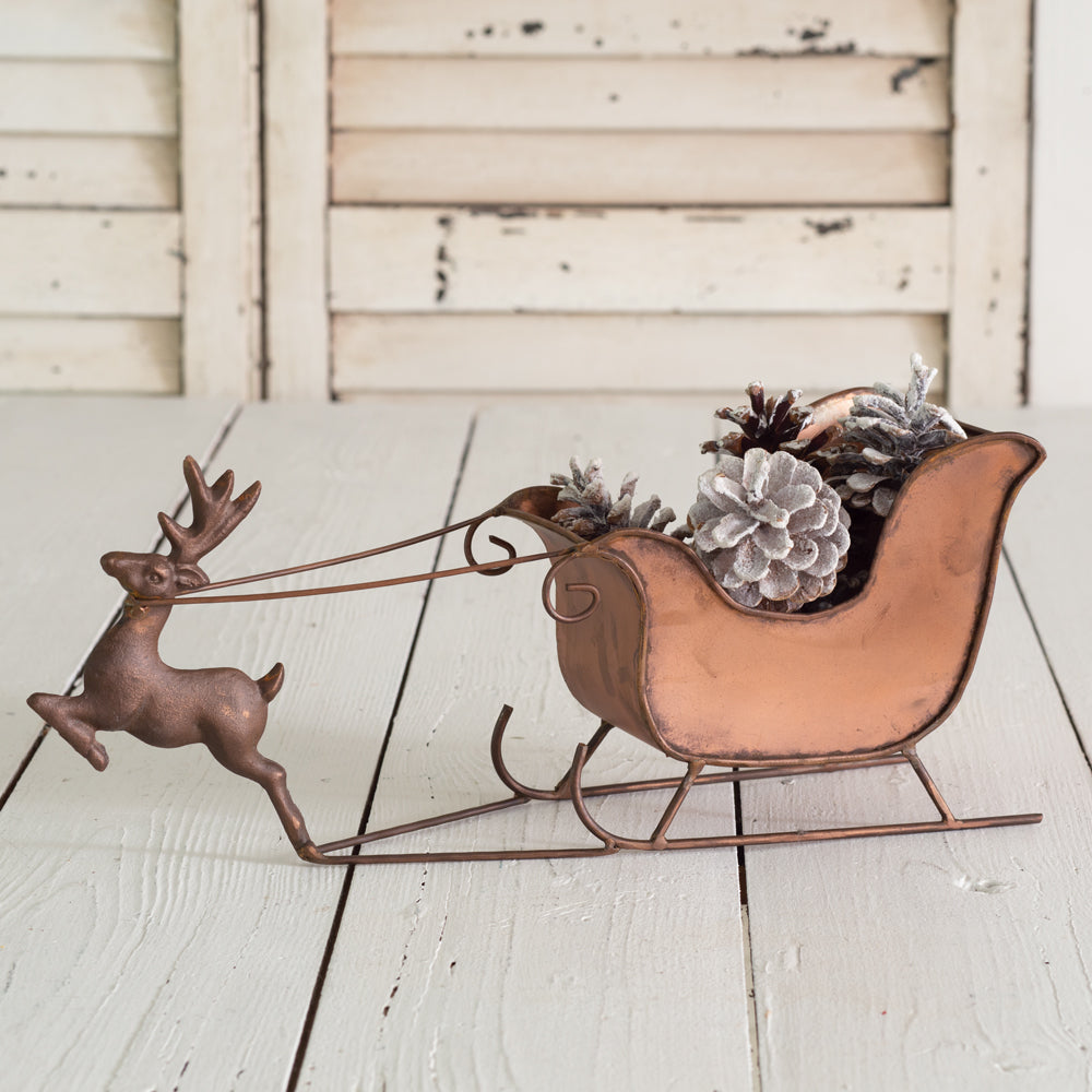 Rustic Tabletop Reindeer and Sleigh - Bombay Mercantile
