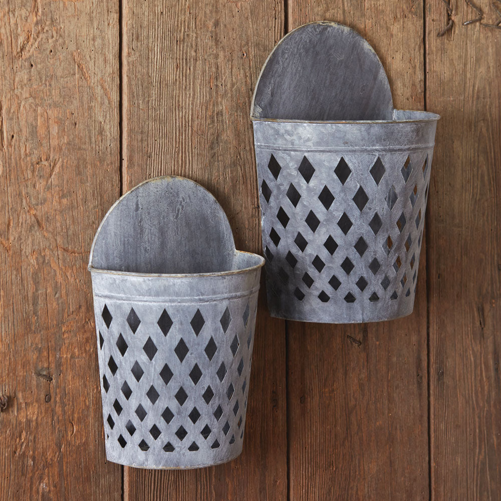 Set of Two Open Weave Wall Hanging Buckets - Bombay Mercantile