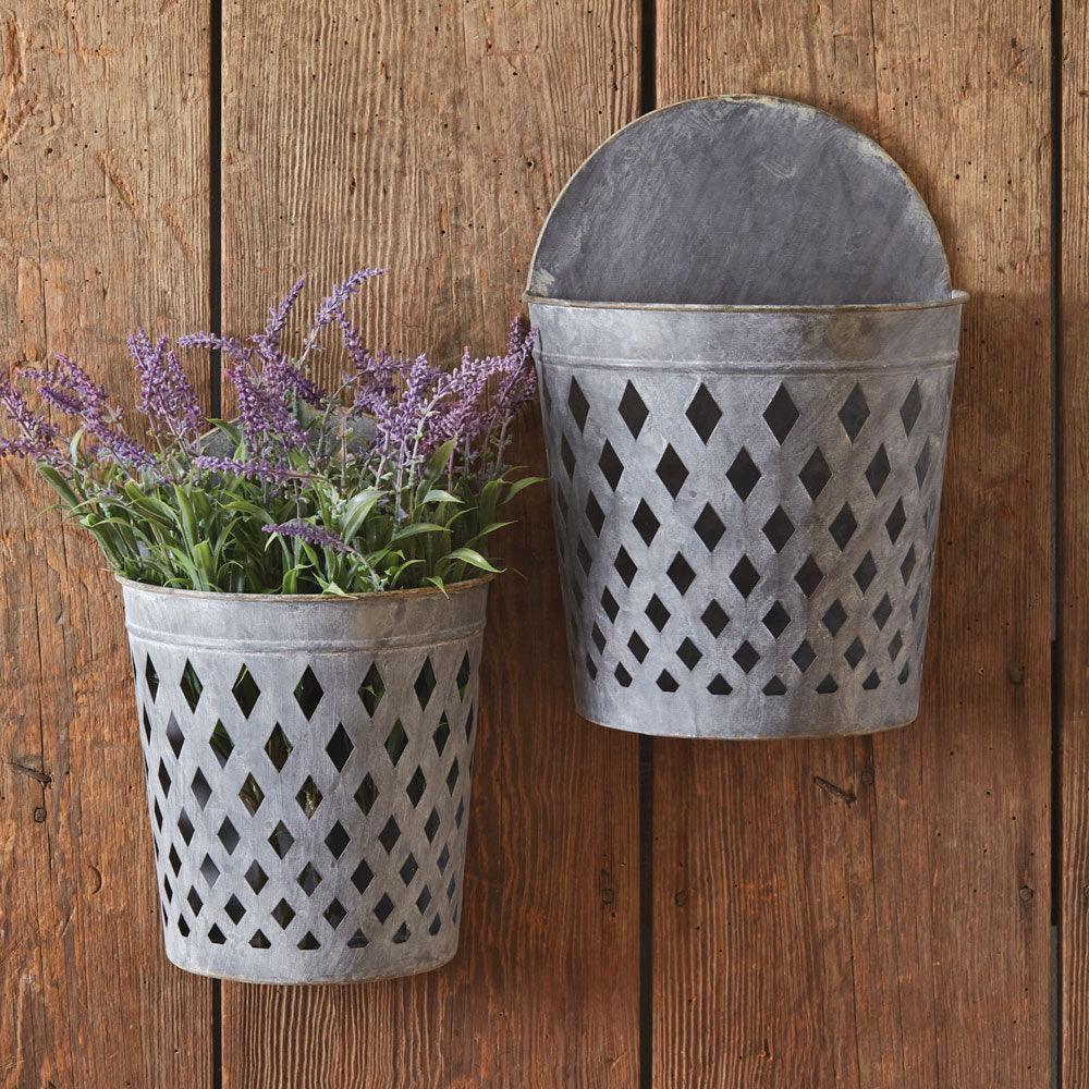 Set of Two Open Weave Wall Hanging Buckets - Bombay Mercantile