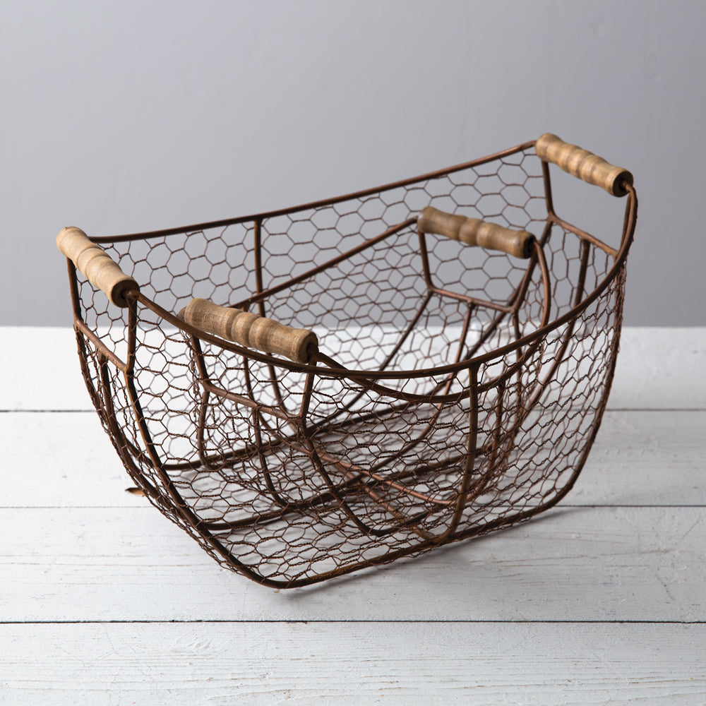 Set of Two Copper Finish Scoop Baskets - Bombay Mercantile