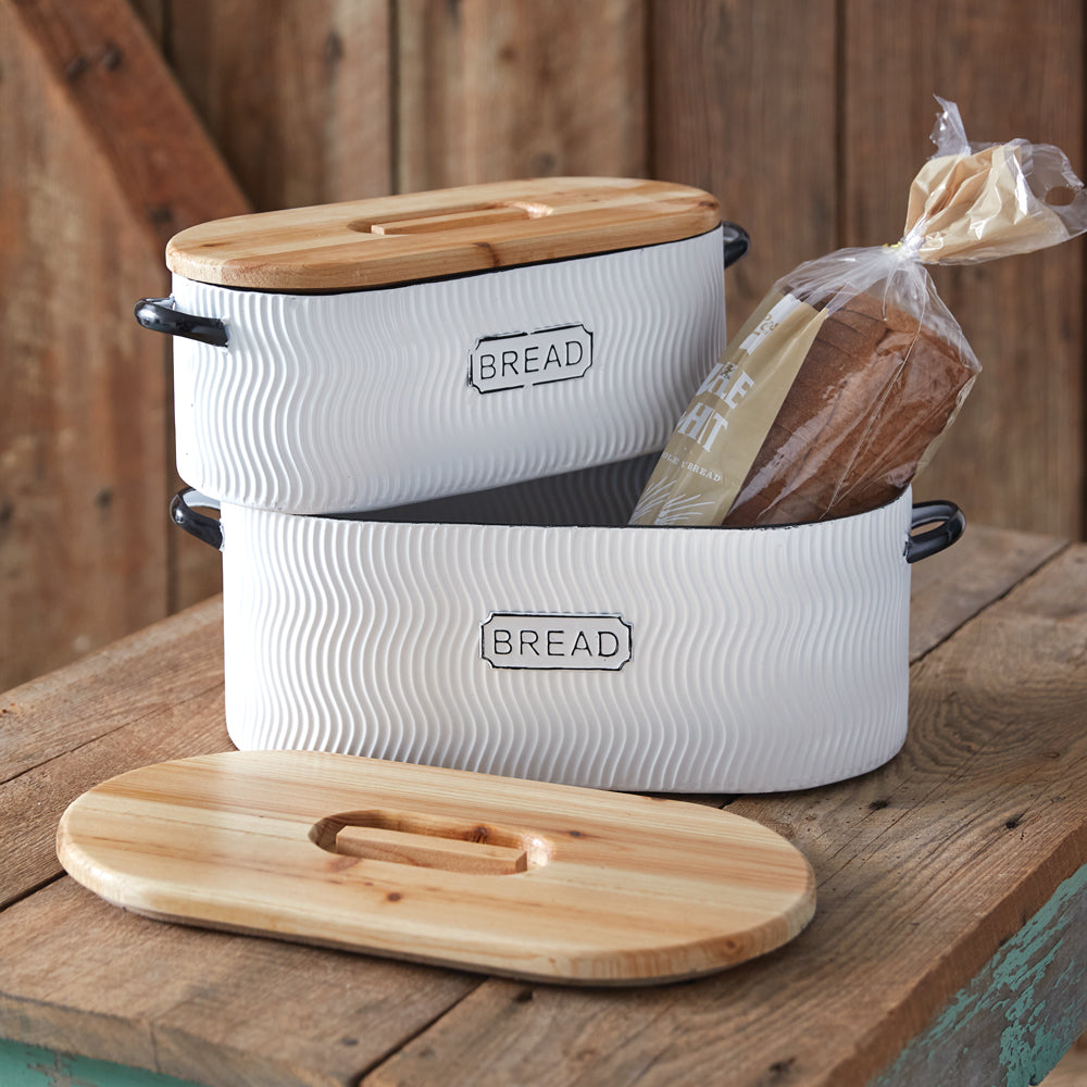 Set of Two Farmhouse Bread Boxes - Bombay Mercantile
