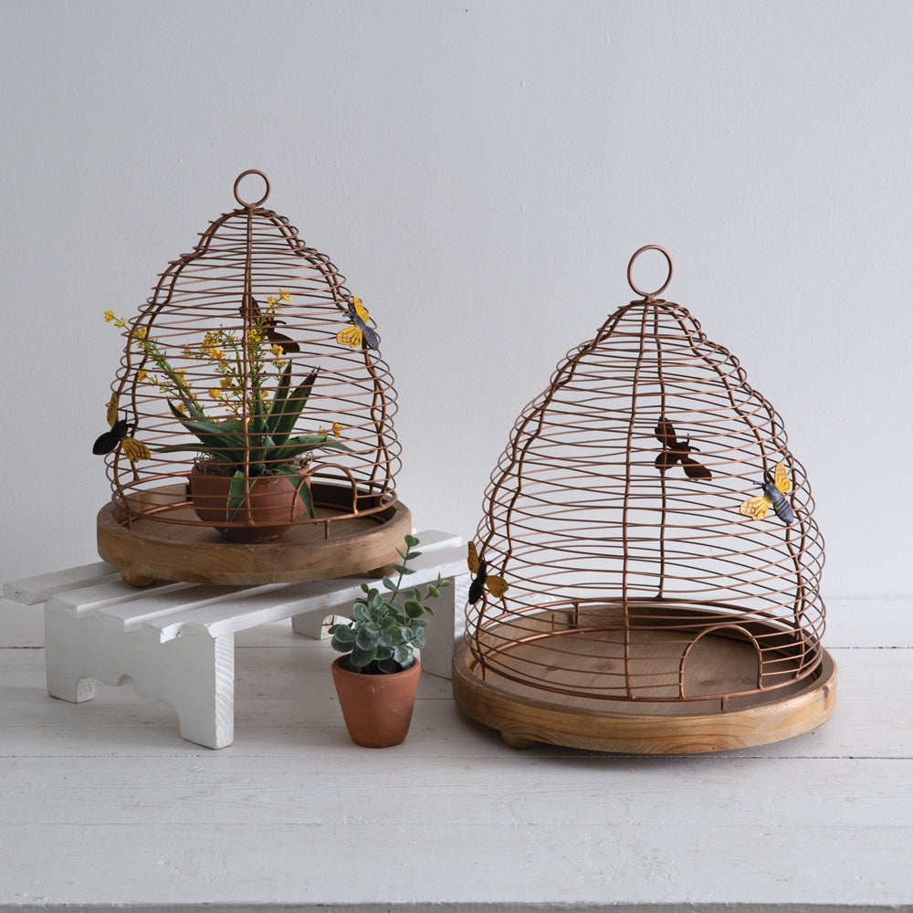 Set of Two Wire Beehive Cloches - Bombay Mercantile