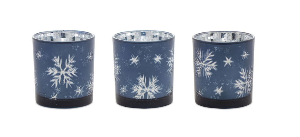 Blue PVC Box Votive Holder, Set of 3 - Bombay Mercantile