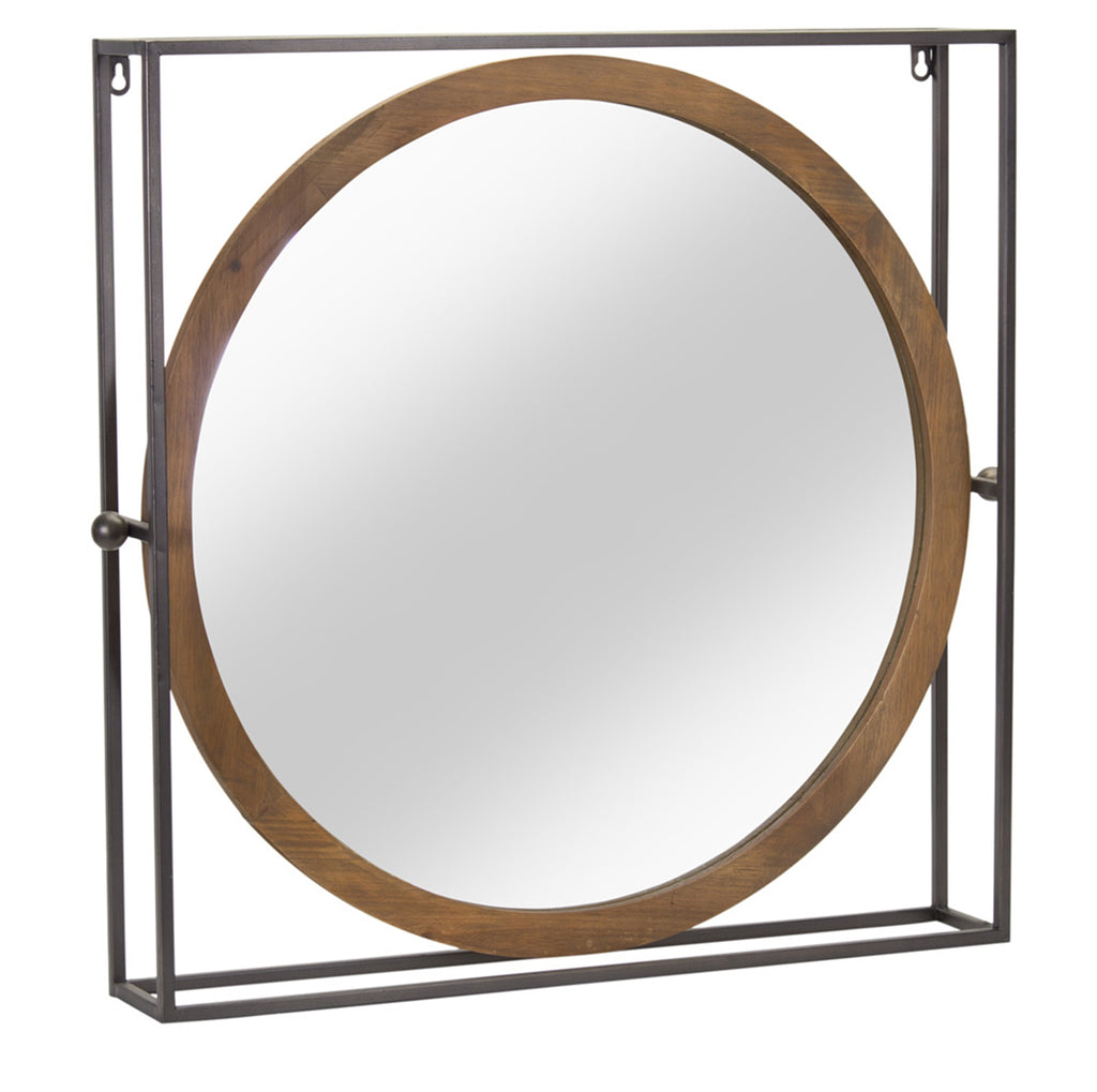 Glass framed Circle mirror in a square - Bombay Mercantile