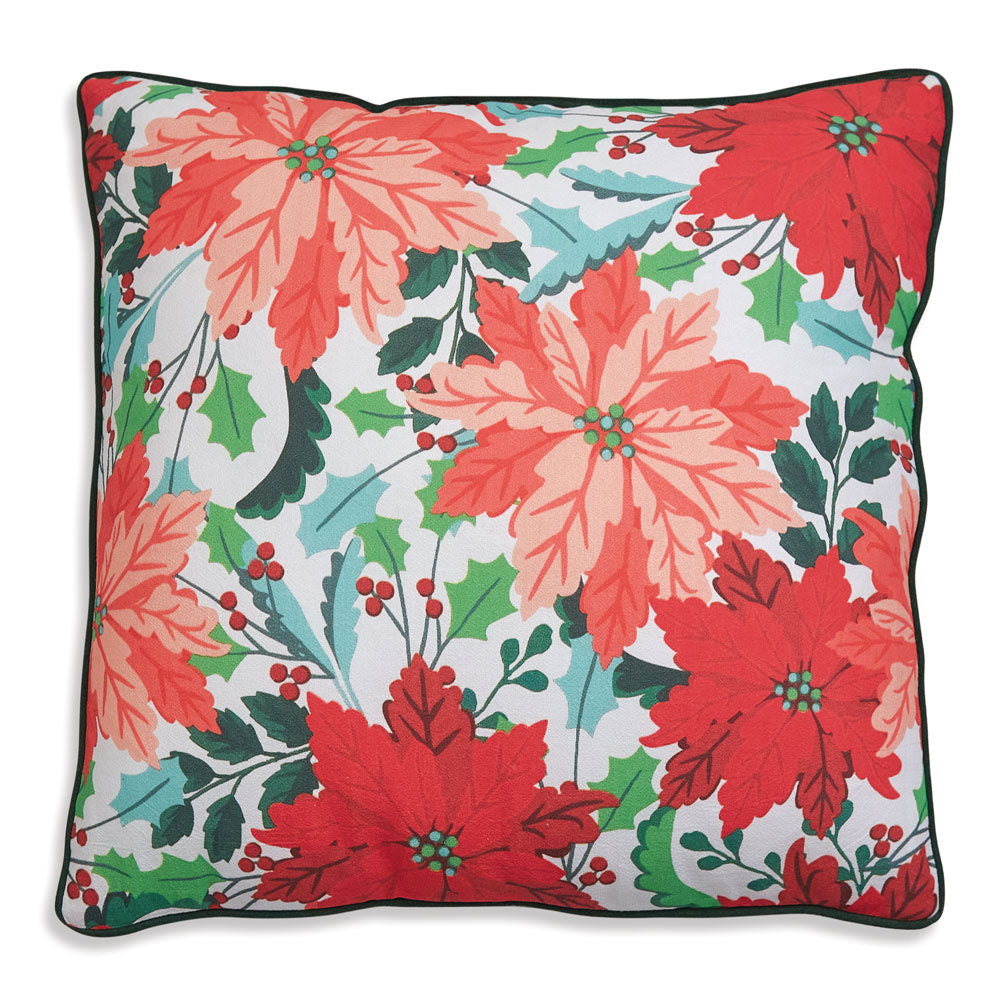 Double Sided Poinsettia Throw Pillow - Bombay Mercantile