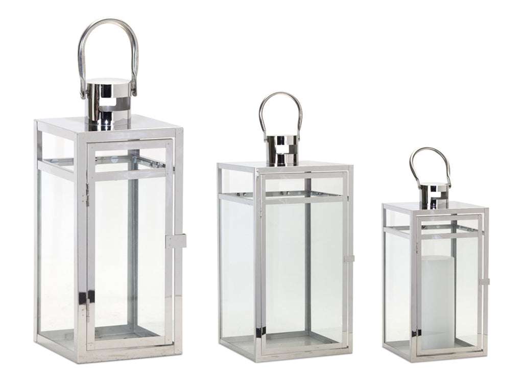 Stainless Steel, Set of 3 Lantern - Bombay Mercantile