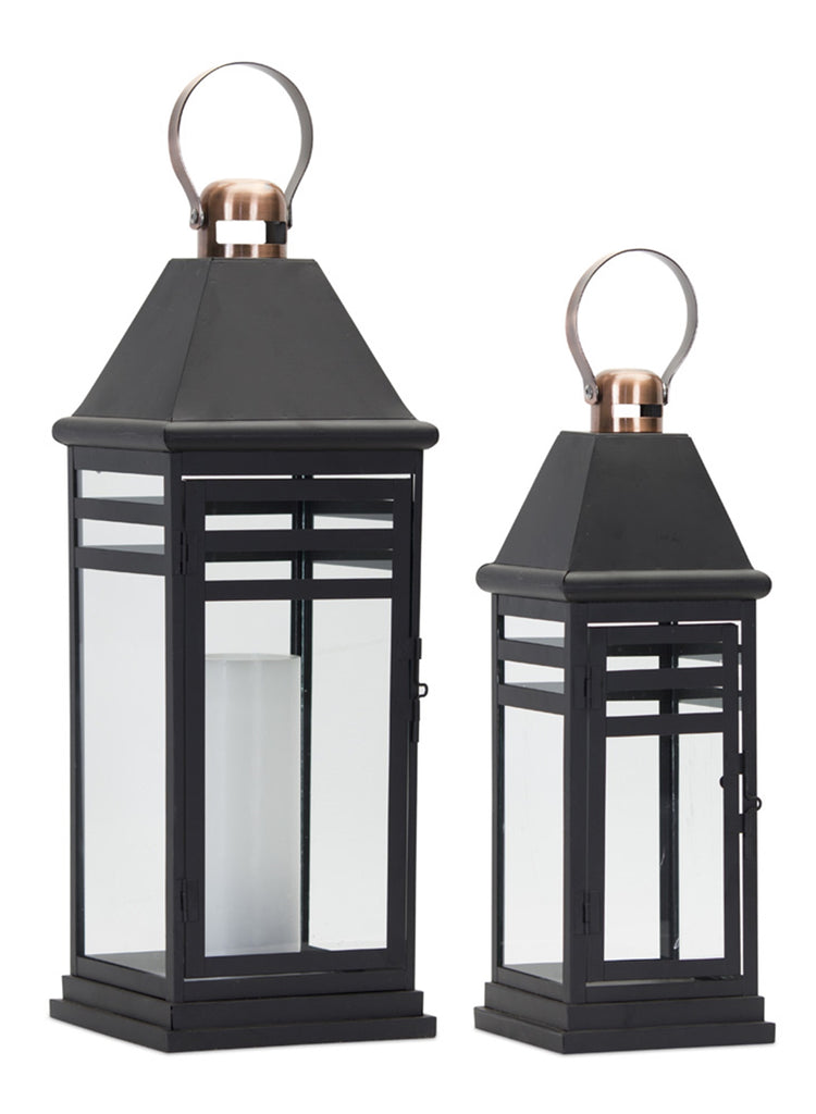 Set of 2, Black Lantern with Loop - Bombay Mercantile