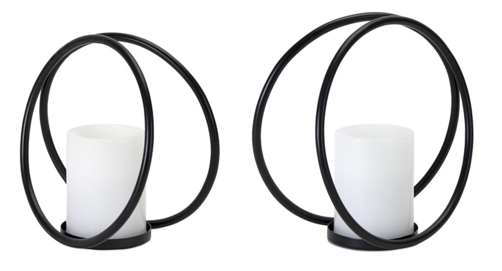 Set of 4, Black Metal Candle Holder - Bombay Mercantile