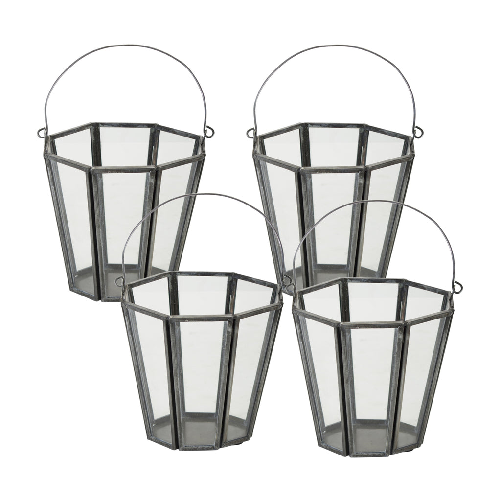 Set of 4, Bucket candle holder - Bombay Mercantile