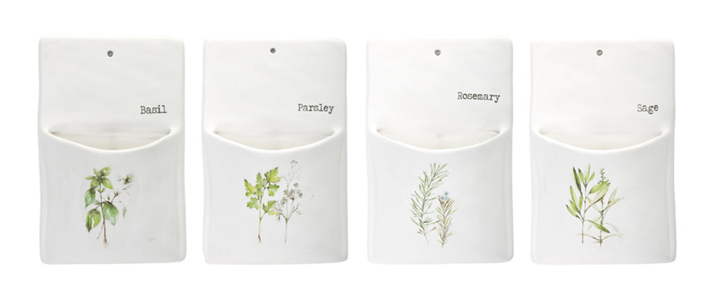 Set of 4, Herb Wall Pockets - Bombay Mercantile