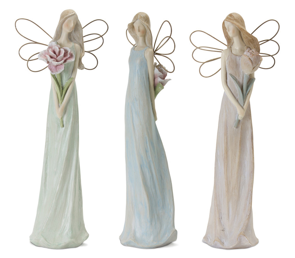Set of 3 Stone Powder Angels - Bombay Mercantile