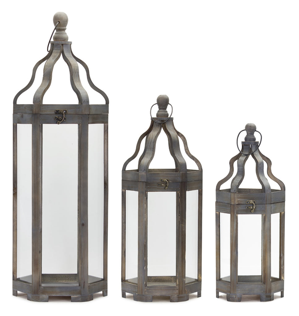 Hexagon shaped, Set of 3 Lantern - Bombay Mercantile