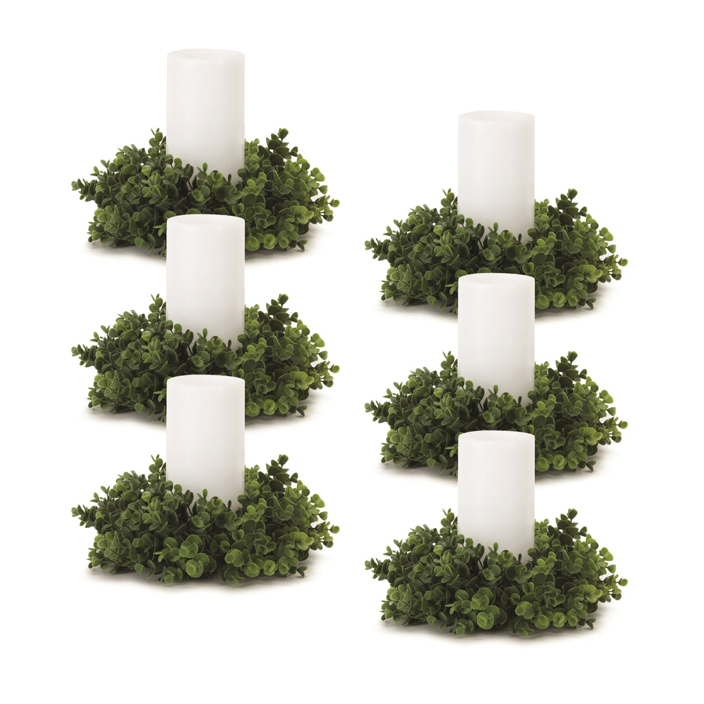 Set of 6 Eucalyptus candle ring - Bombay Mercantile