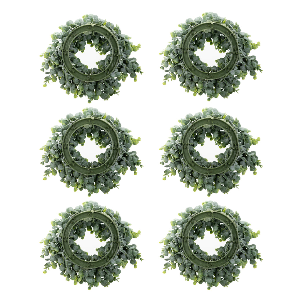 Set of 6 Eucalyptus candle ring - Bombay Mercantile