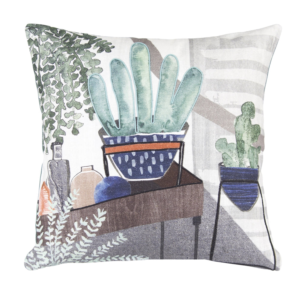 Set of 2 Cactus Print Square Pillow - Bombay Mercantile