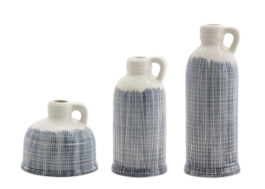 Set of 3 Bluish Grey Jugs with Loop - Bombay Mercantile