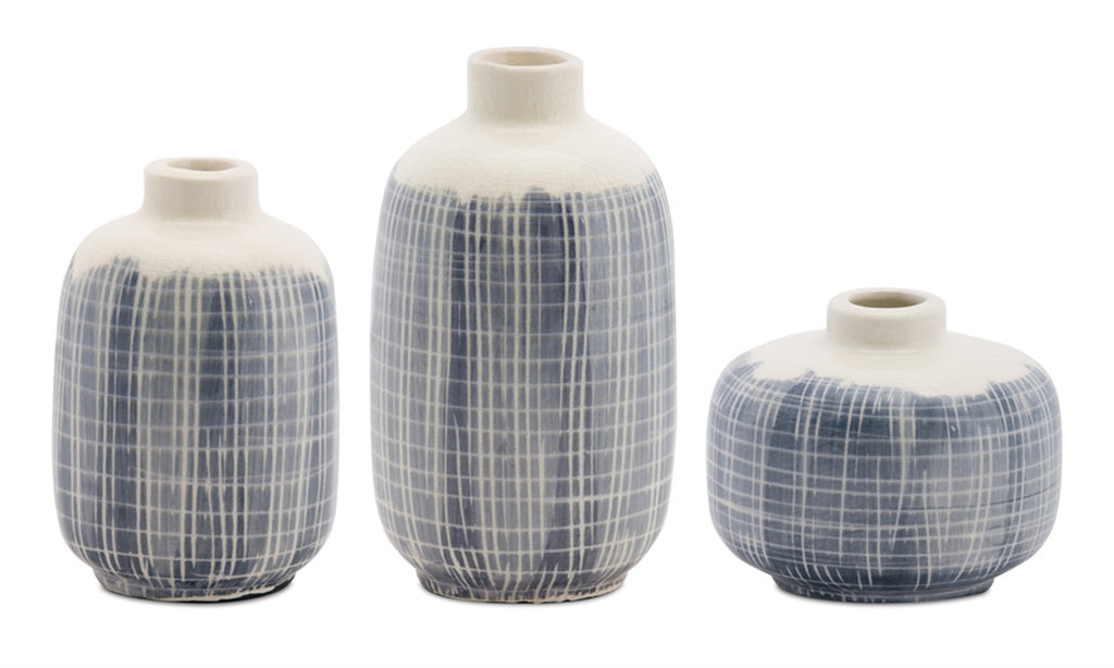 Set of 6 Bluish Grey Mini Vase - Bombay Mercantile