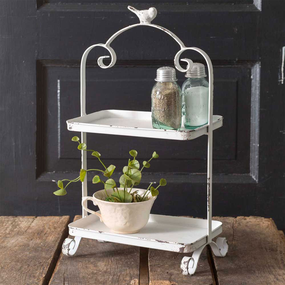 White Songbird Two-Tier Caddy - Bombay Mercantile