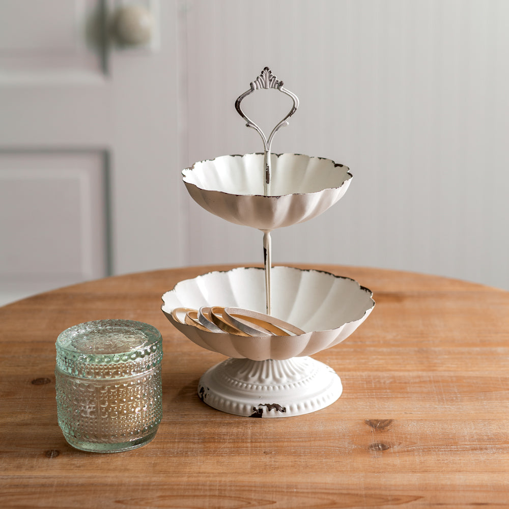 Mini Two-Tier Scalloped Tray - Bombay Mercantile
