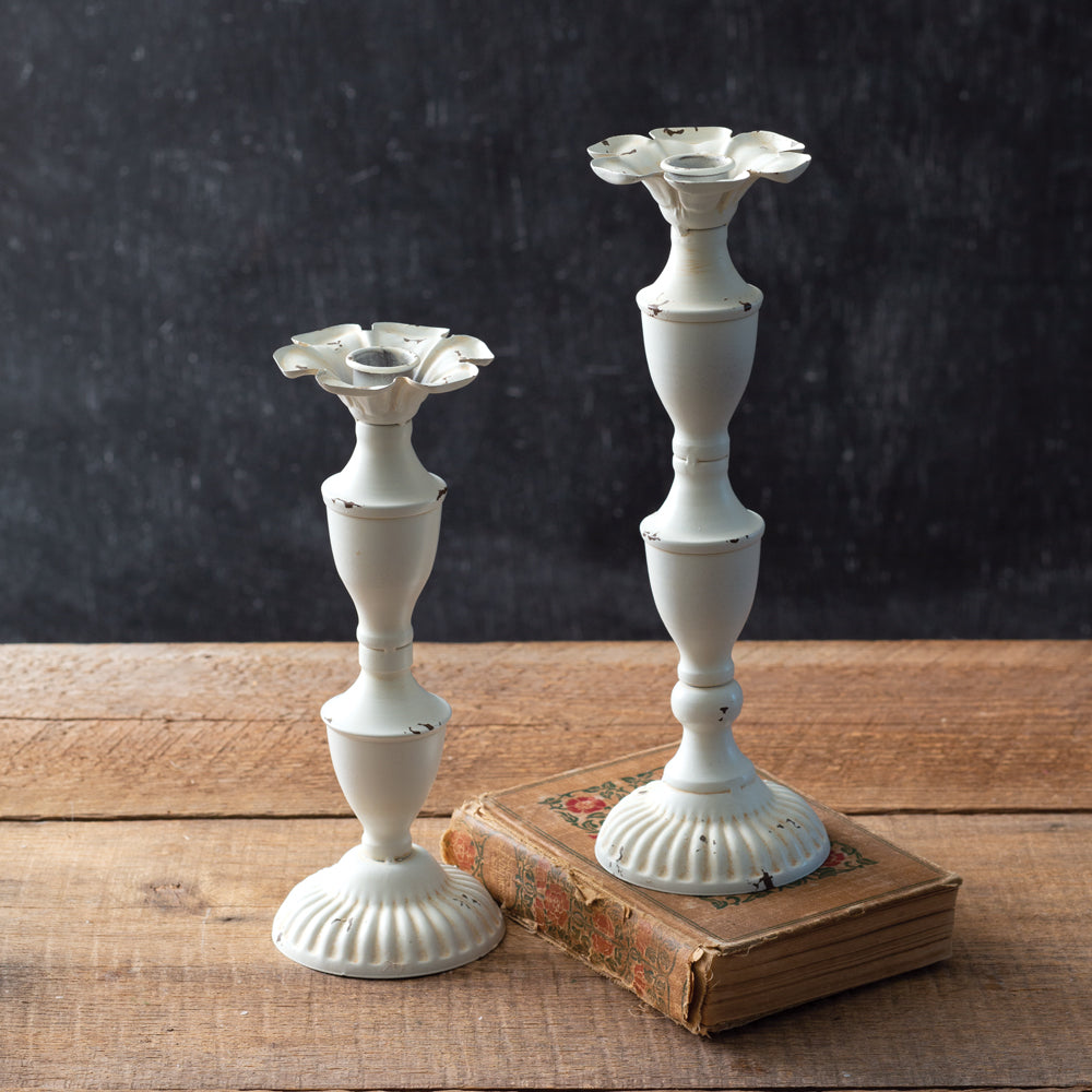 Set of Two Delilah Metal Candlesticks - Bombay Mercantile