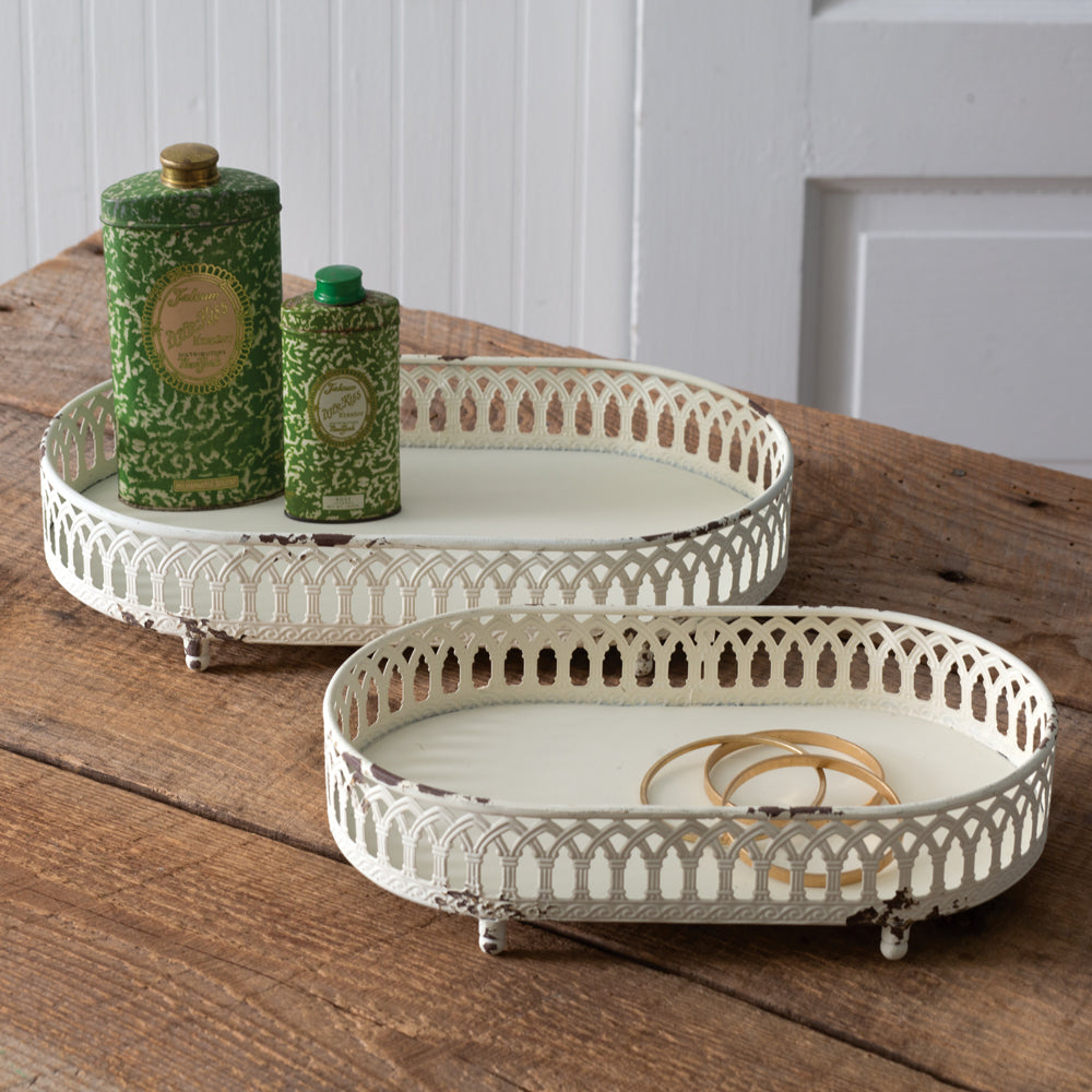 Set of Two Chantilly Tabletop Trays - Bombay Mercantile