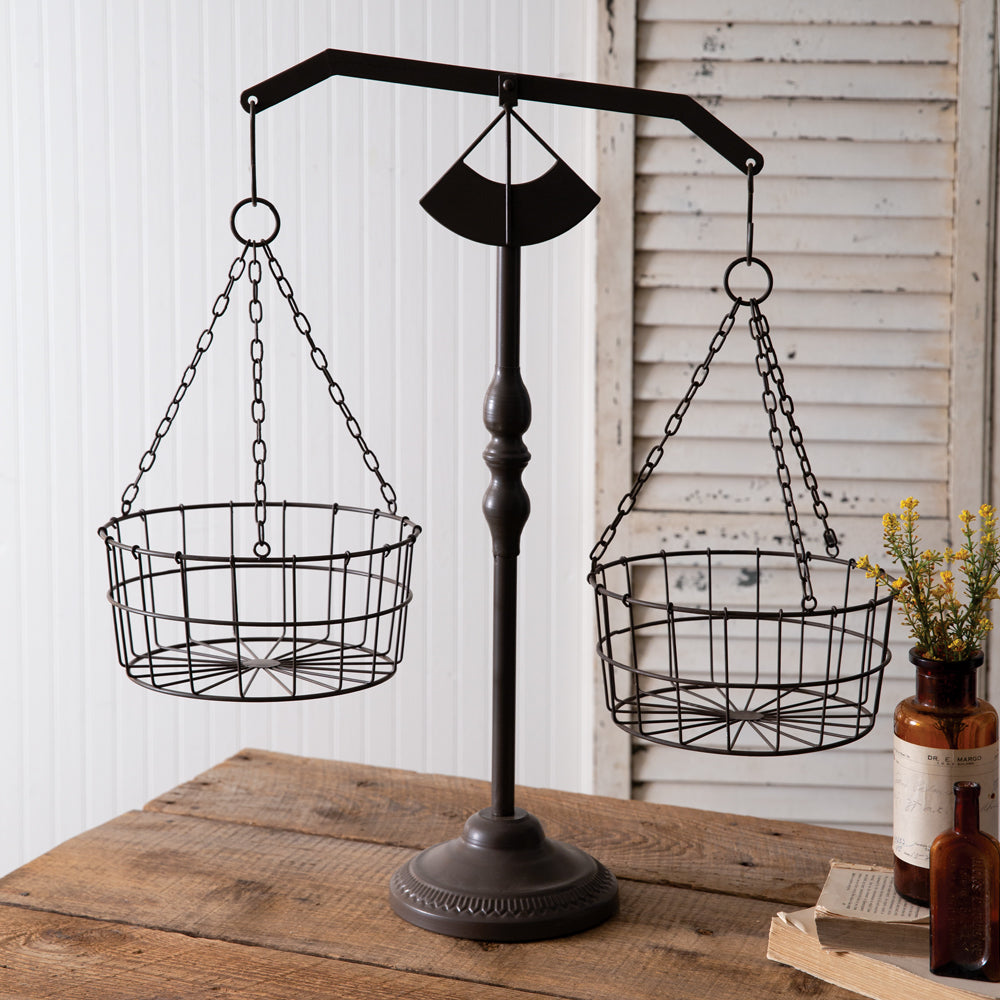 Tabletop Balance Scale with Baskets - Bombay Mercantile