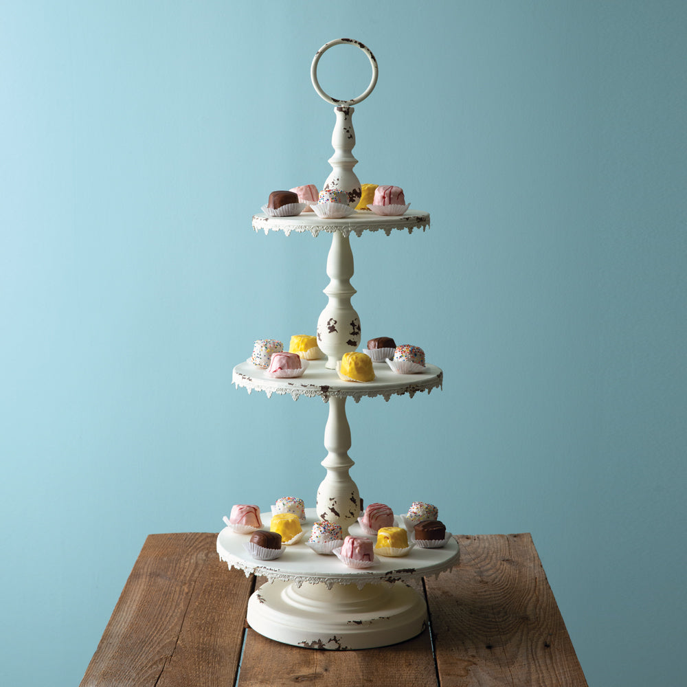 Three-Tier Feminine Farmhouse Display Stand - Bombay Mercantile